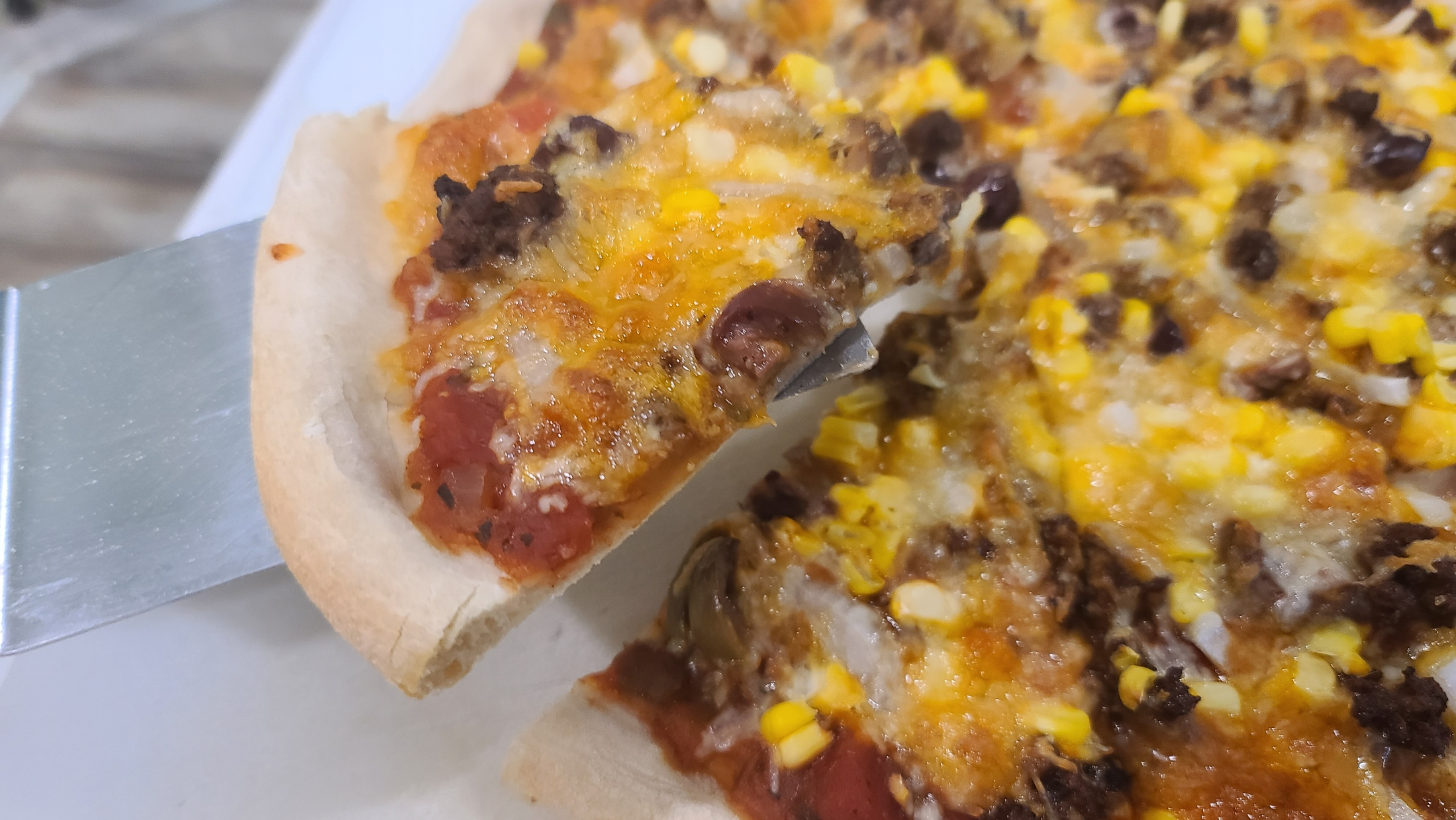 Pizza crust of a Mexican pizza