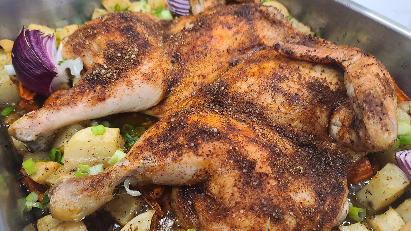 BBQ Style Roast Chicken and Greek Potatoes